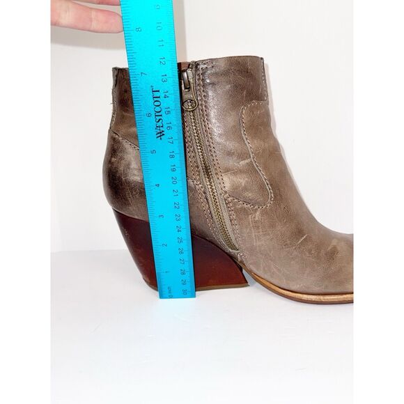 Kork Ease Michelle Ankle Boot Taupe Brown Gray Leather Chunky Heel Zip Wedge 8.5 - Picture 10 of 14